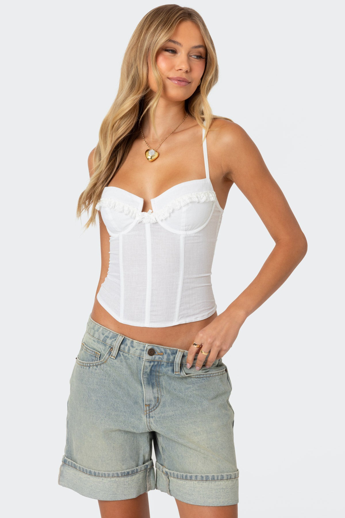 Semi Sheer Linen Look Corset-Milans Time