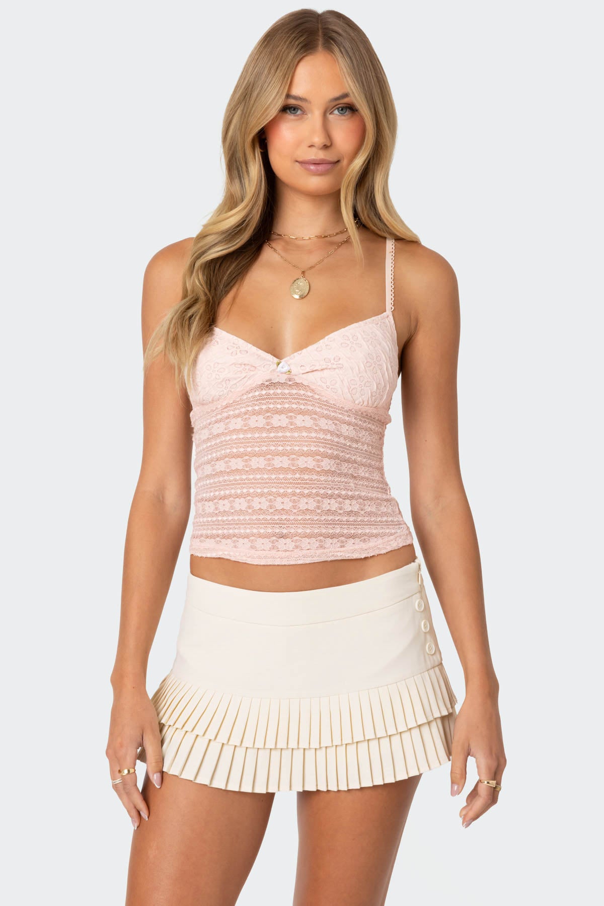 Tuesday Textured Lace Tank Top-Milans Time
