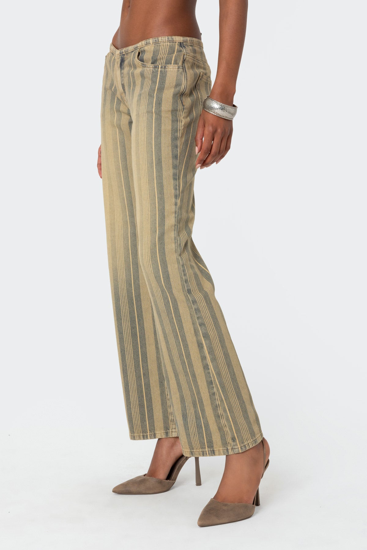 Eternity Pinstripe Low Rise Flared Jeans-Milans Time