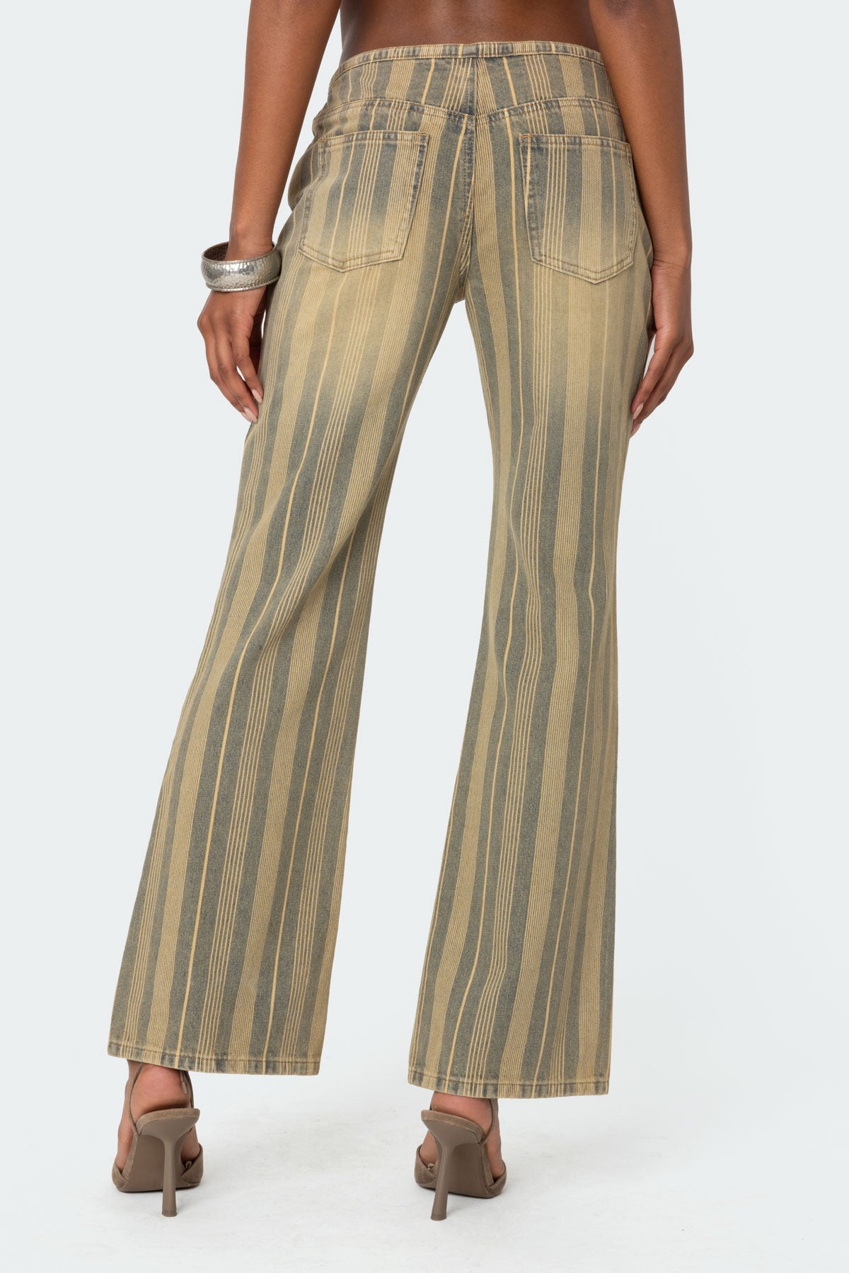 Eternity Pinstripe Low Rise Flared Jeans-Milans Time