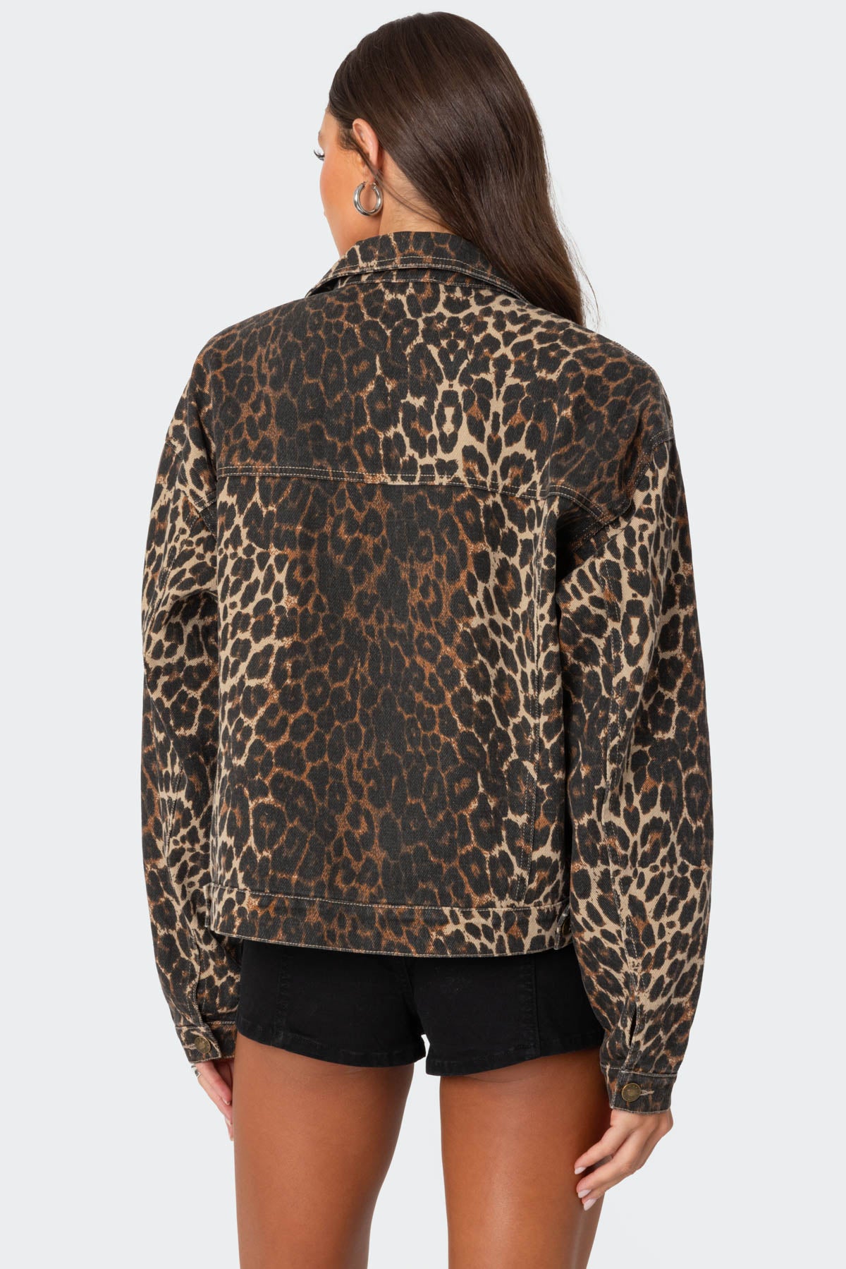 Leopard Print Denim Jacket-Milans Time