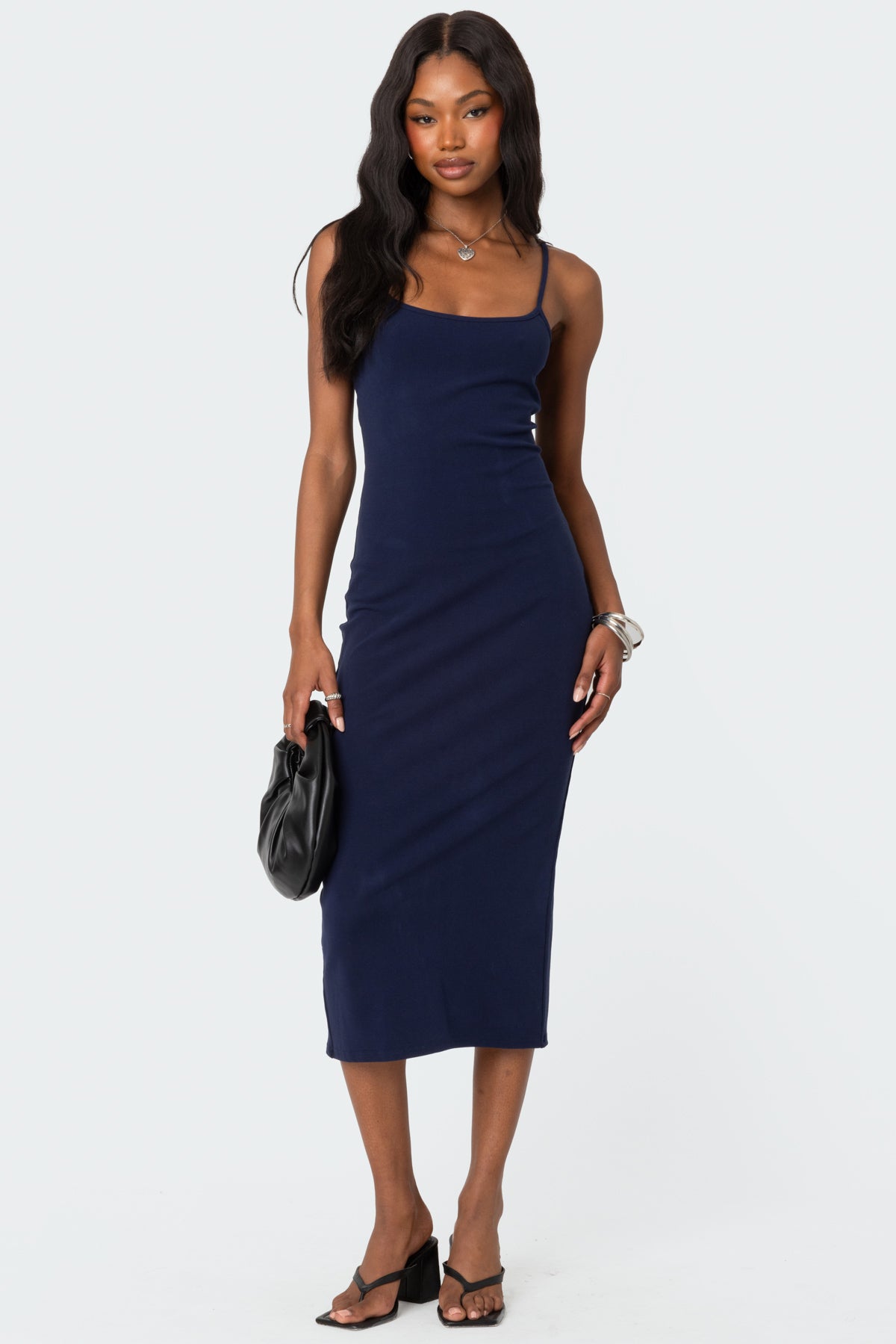 Air Back Slitted Midi Dress-Milans Time