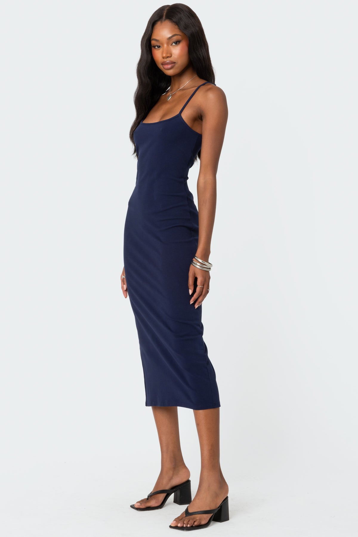 Air Back Slitted Midi Dress-Milans Time