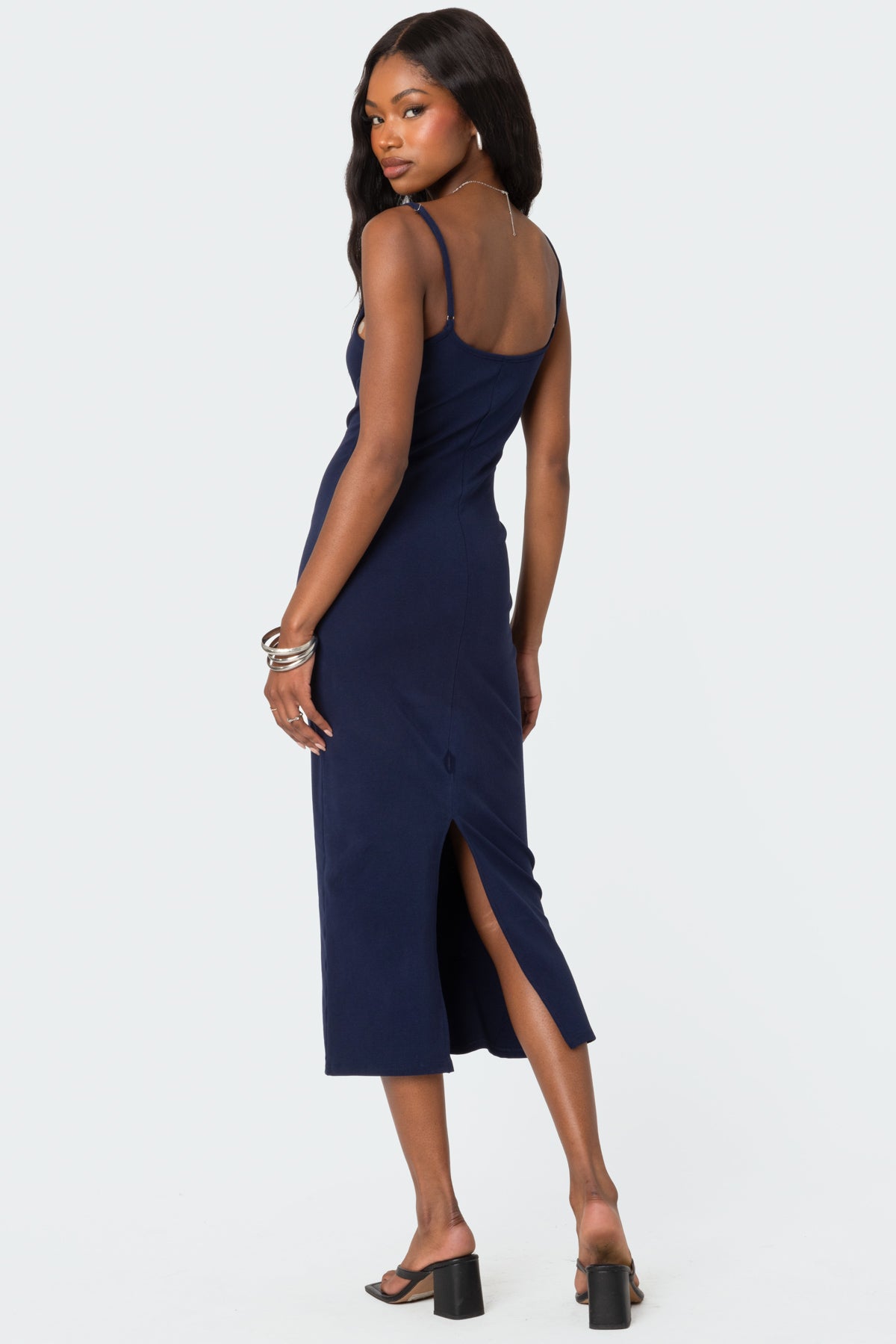 Air Back Slitted Midi Dress-Milans Time