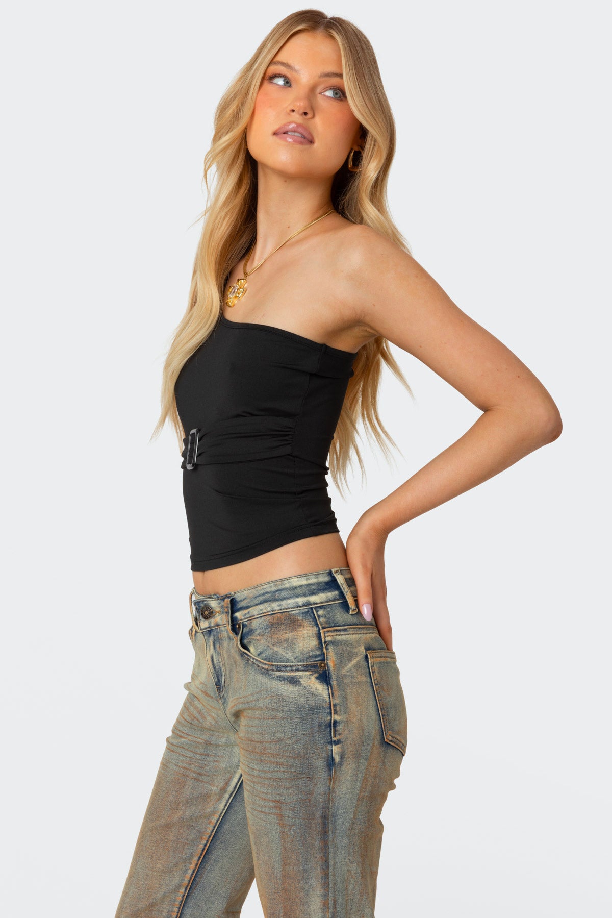 Belted One Shoulder Top-Milans Time