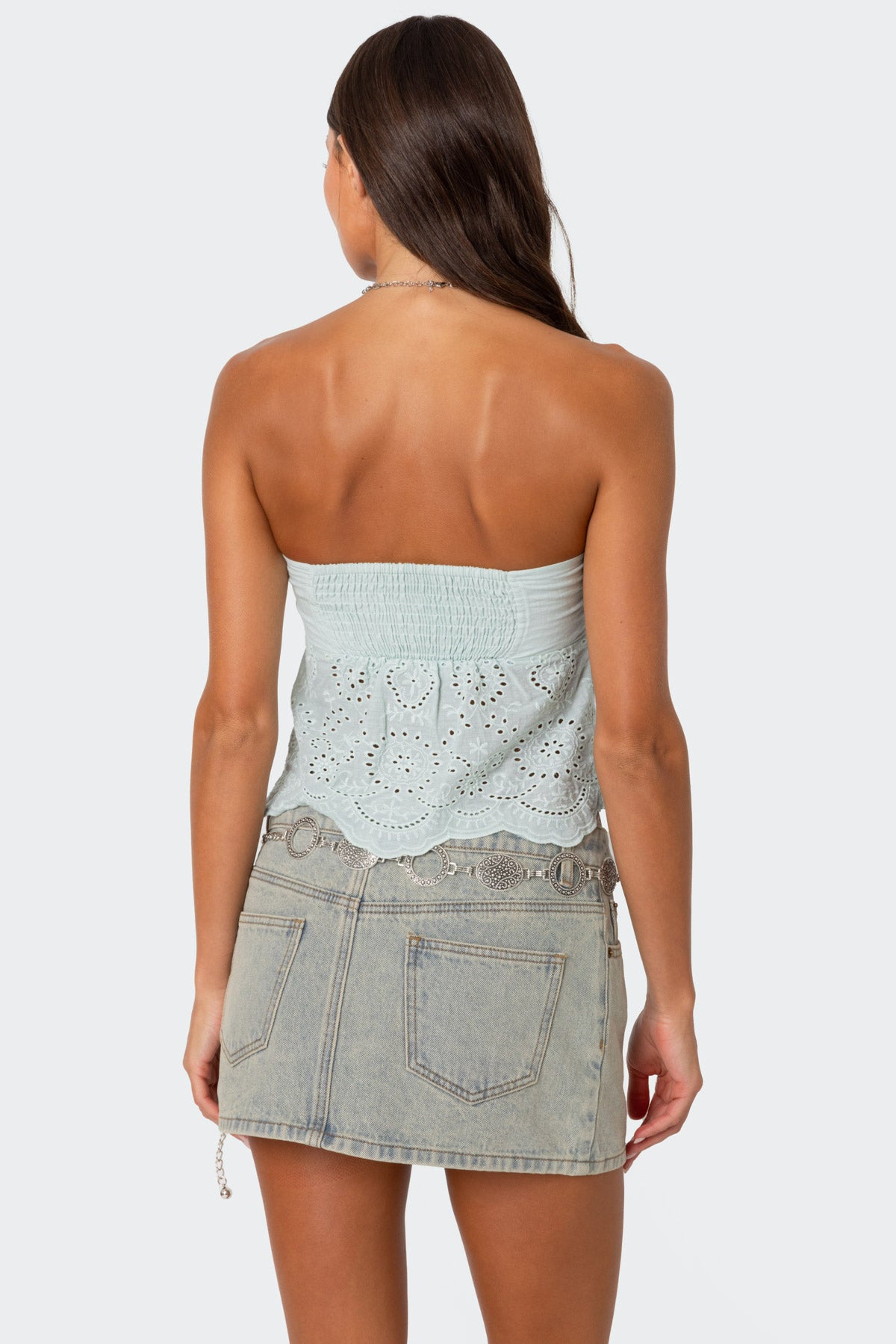 Scalloped Eyelet Tube Top-Milans Time