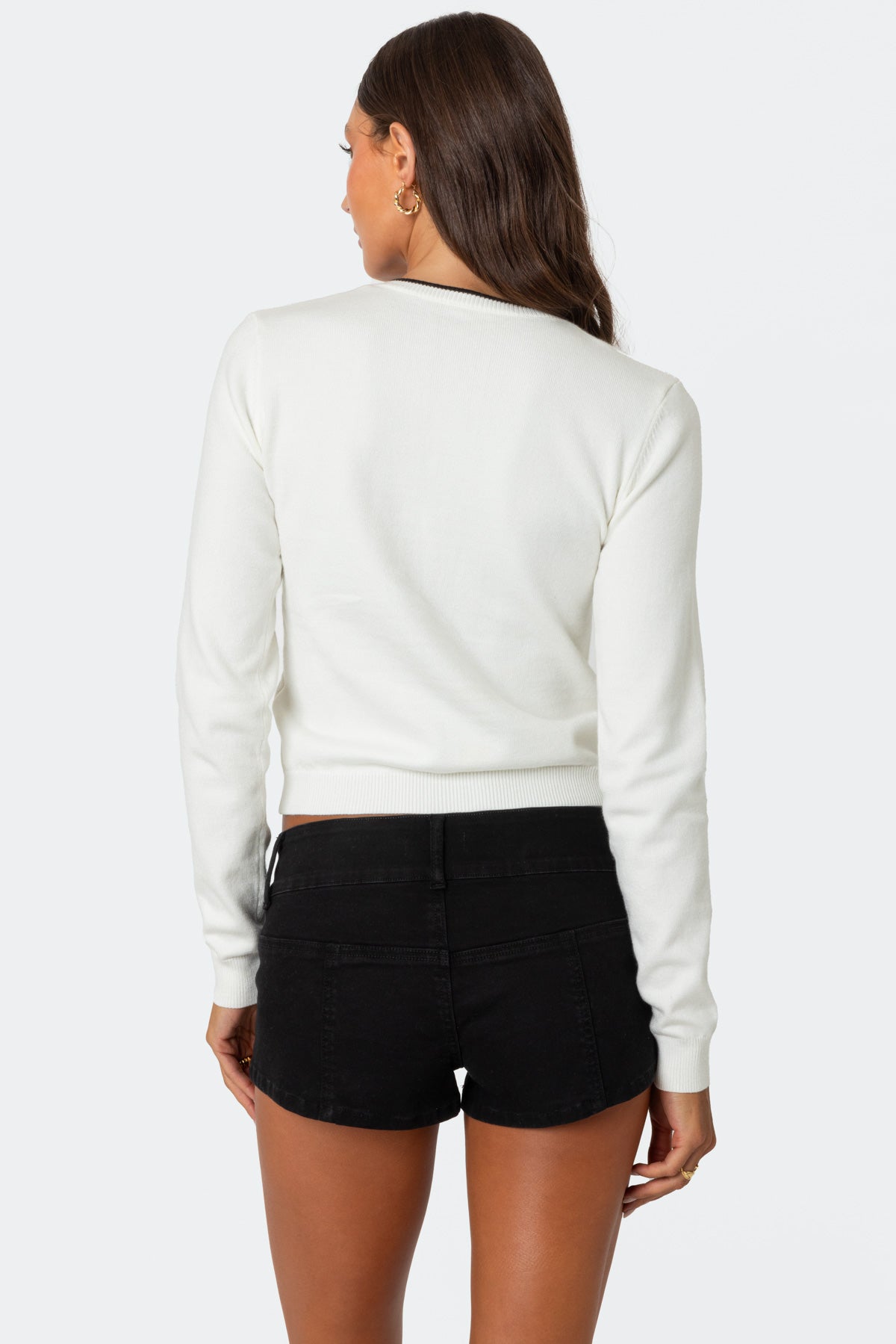 Contrast Bow Knit Cardigan-Milans Time