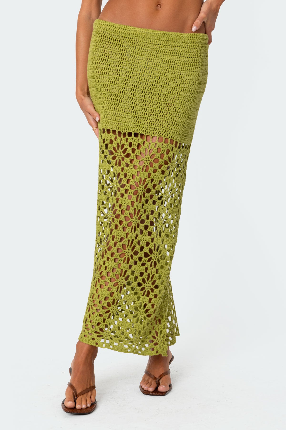 Ida Back Slit Crochet Maxi Skirt-Milans Time