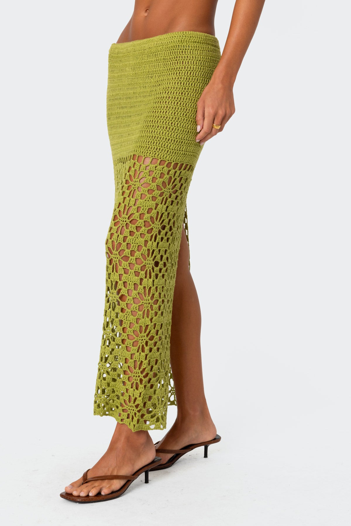 Ida Back Slit Crochet Maxi Skirt-Milans Time
