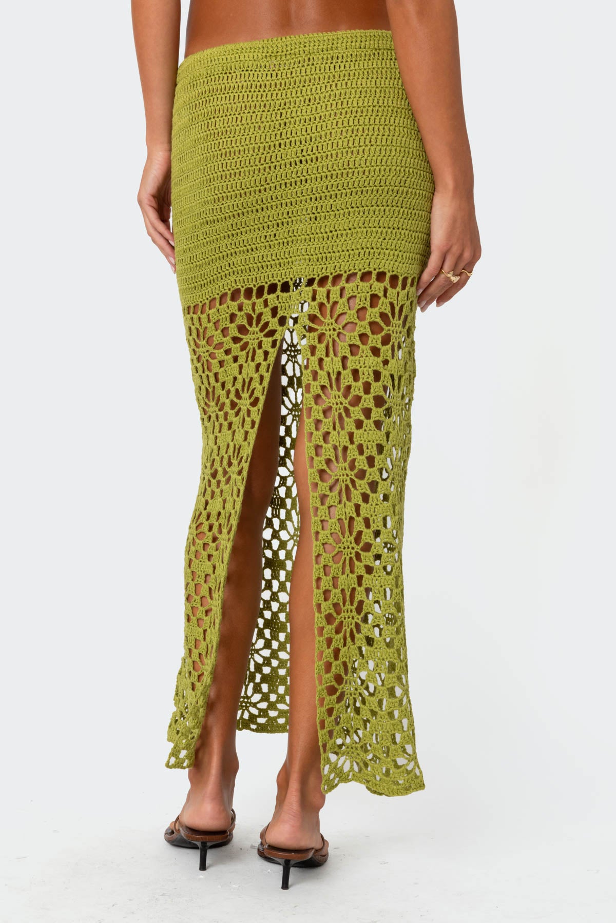 Ida Back Slit Crochet Maxi Skirt-Milans Time