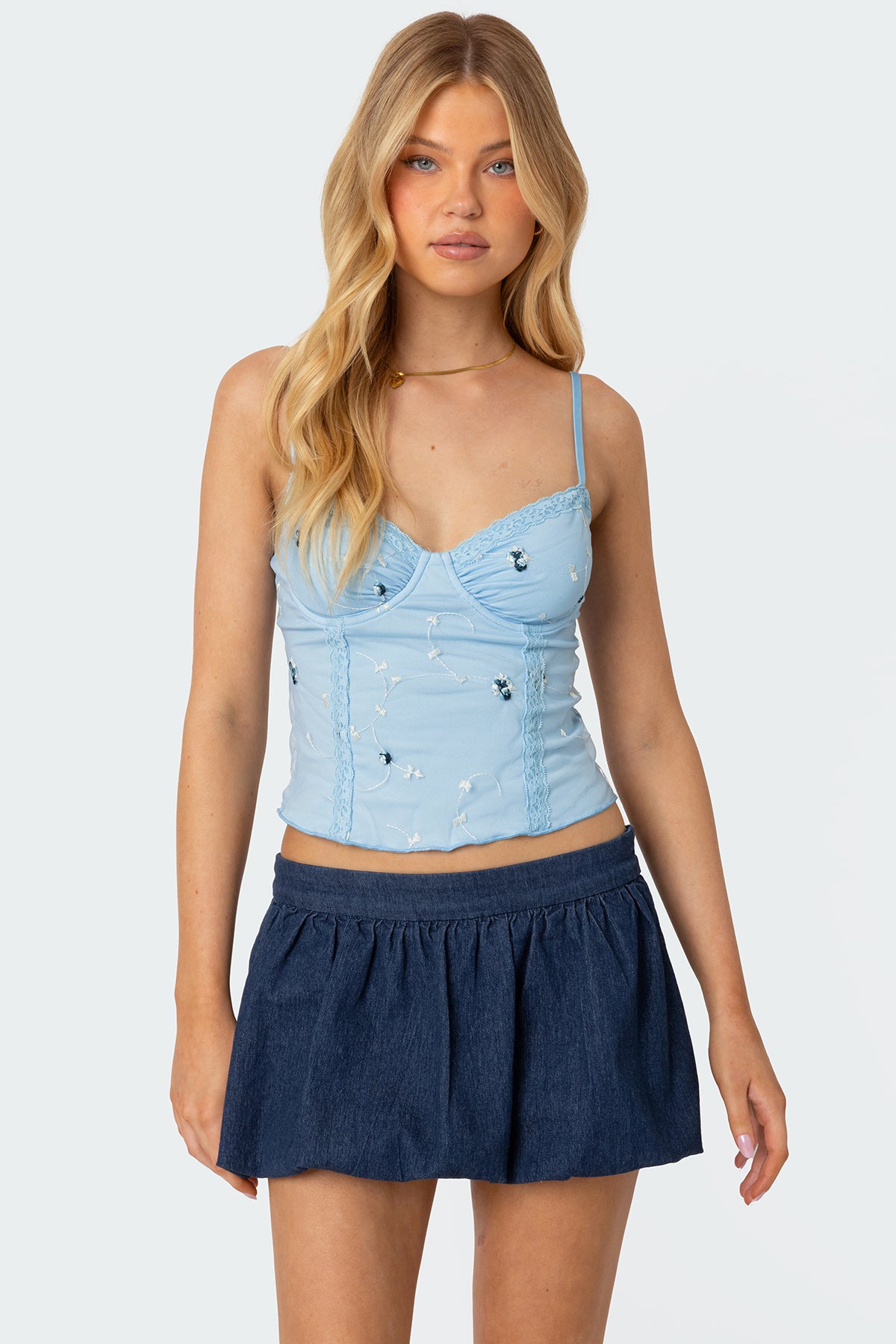 Victoria Embroidered Mesh Bra Top-Milans Time