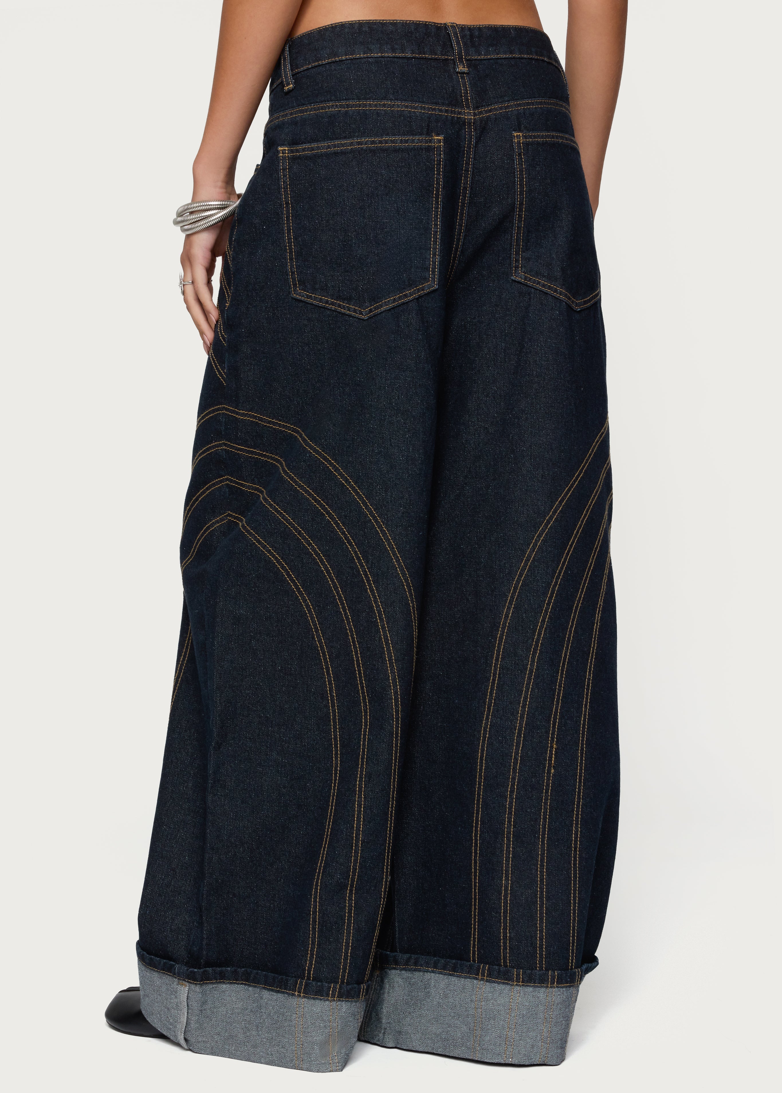 Cuffed Low Rise Baggy Jeans-Milans Time