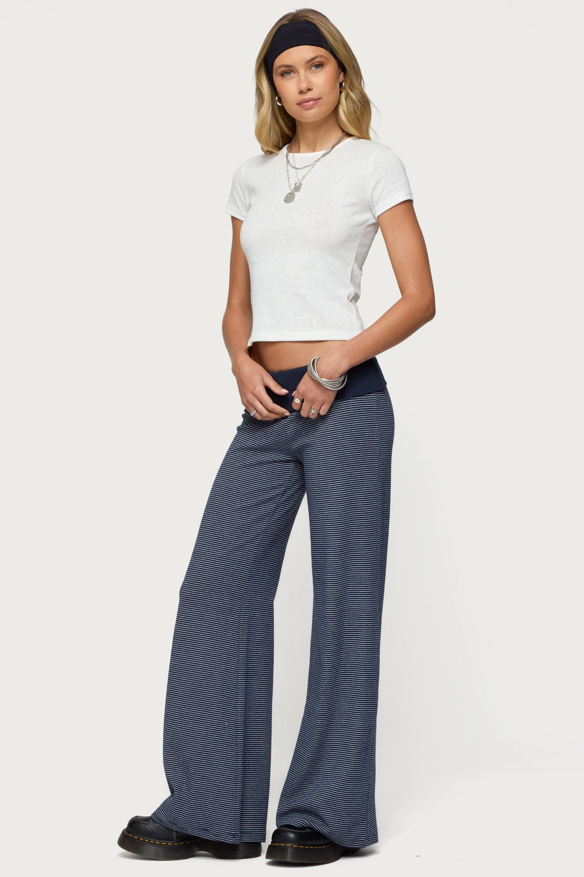 Amarna Striped Fold Over Pants-Milans Time