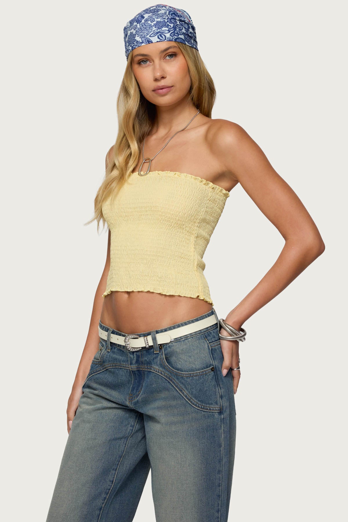 Emmet Strapless Scrunch Top-Milans Time