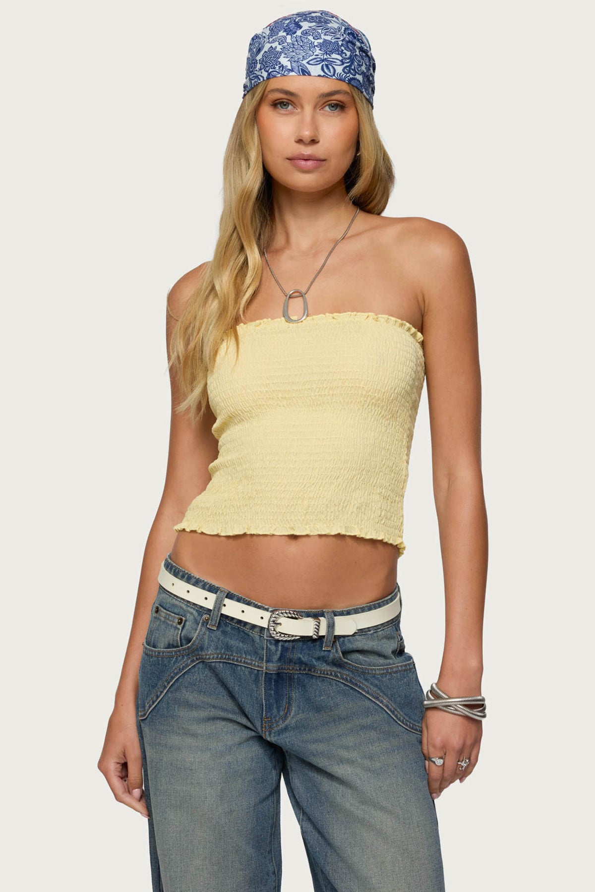 Emmet Strapless Scrunch Top-Milans Time
