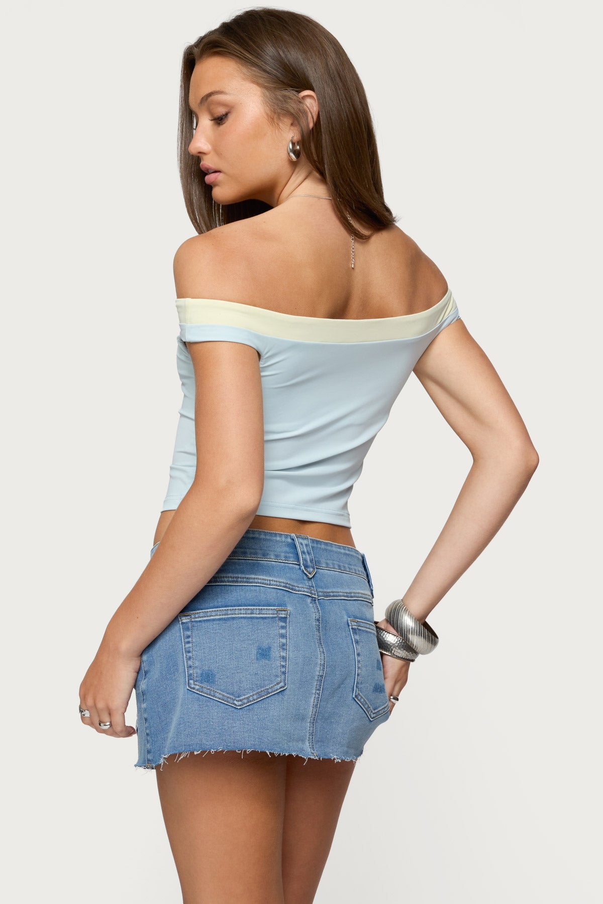 Strada Contrast Off Shoulder Top-Milans Time