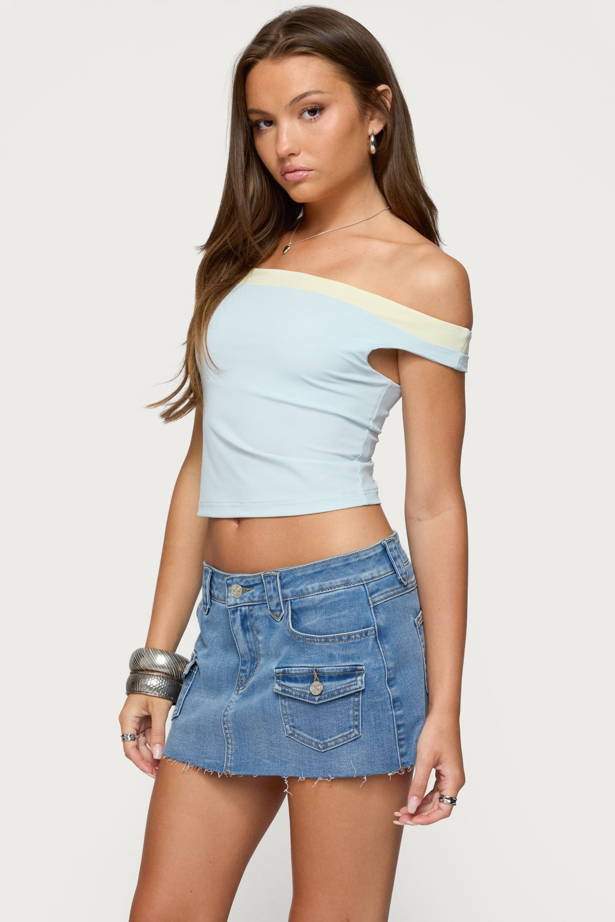 Strada Contrast Off Shoulder Top-Milans Time