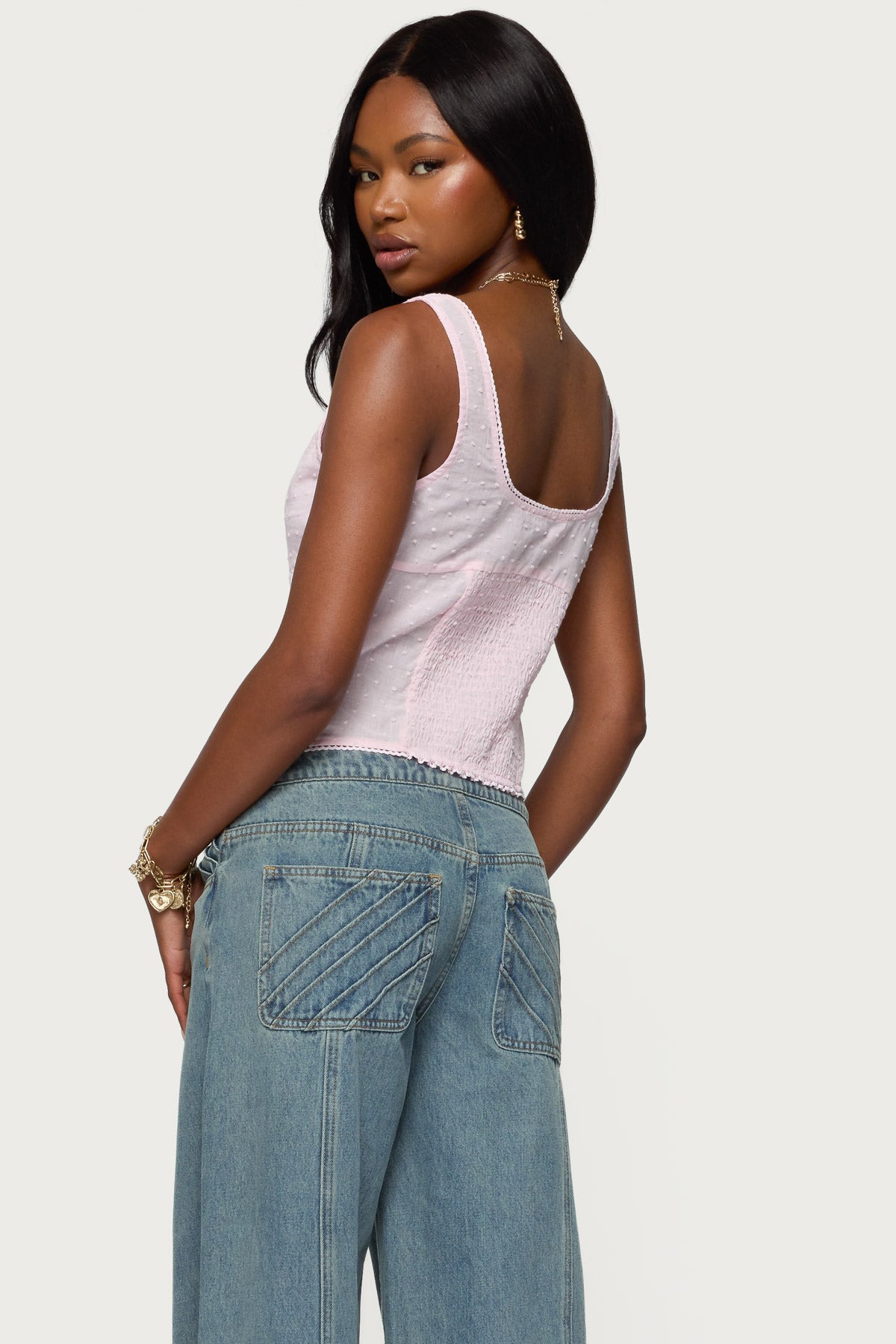 Embroidered Cotton Button Up Top-Milans Time