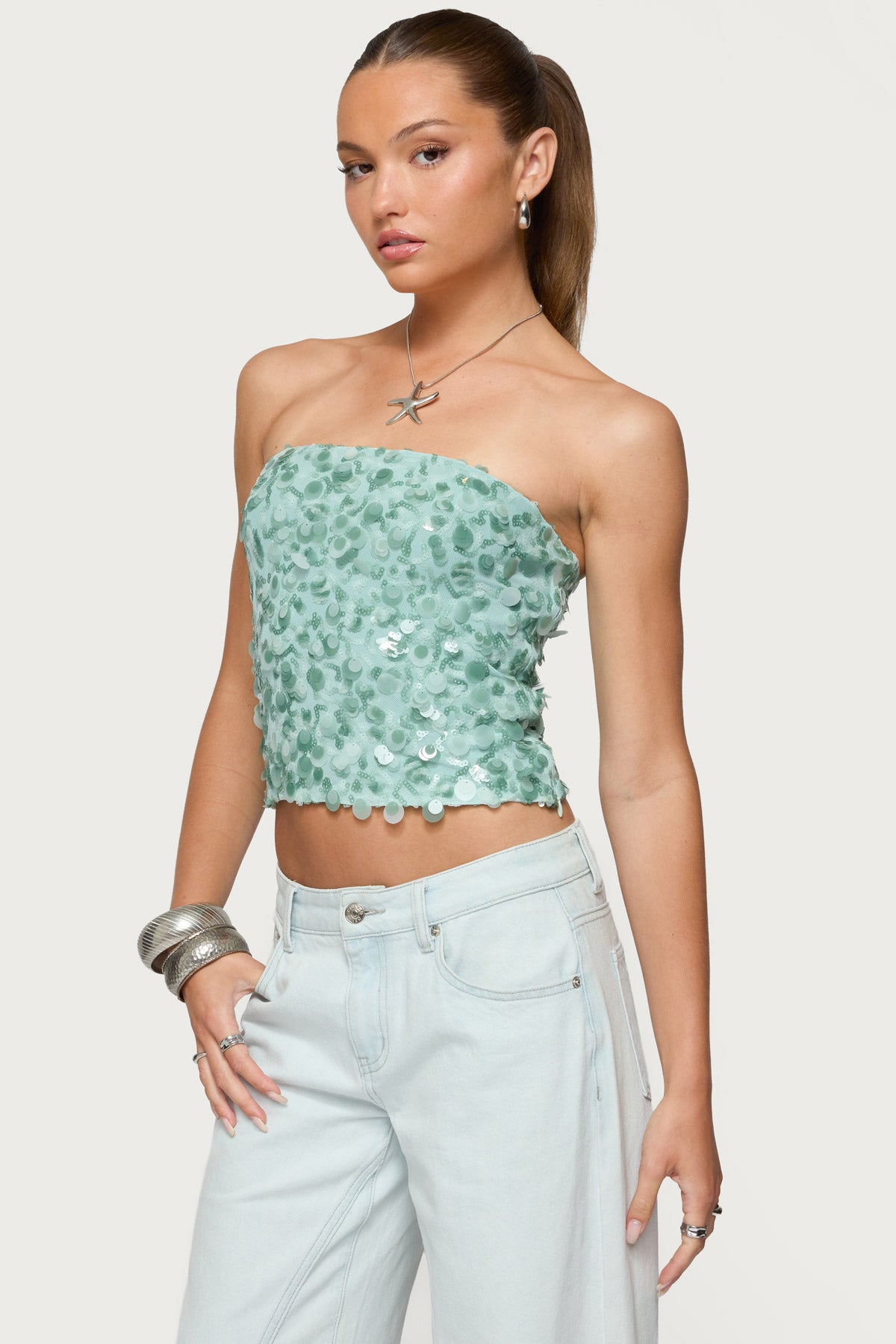 Brynn Sequin Strapless Top-Milans Time