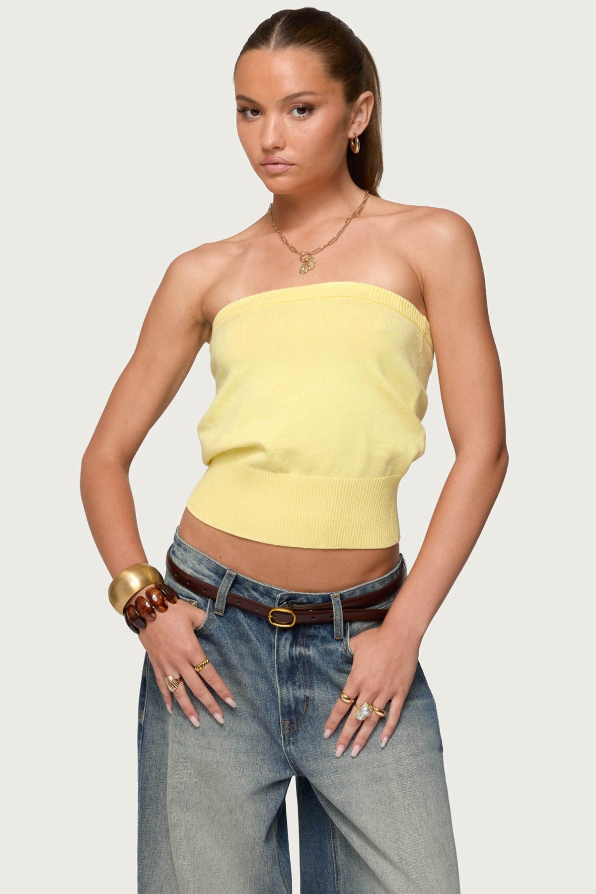 Philipa Strapless Knit Top-Milans Time