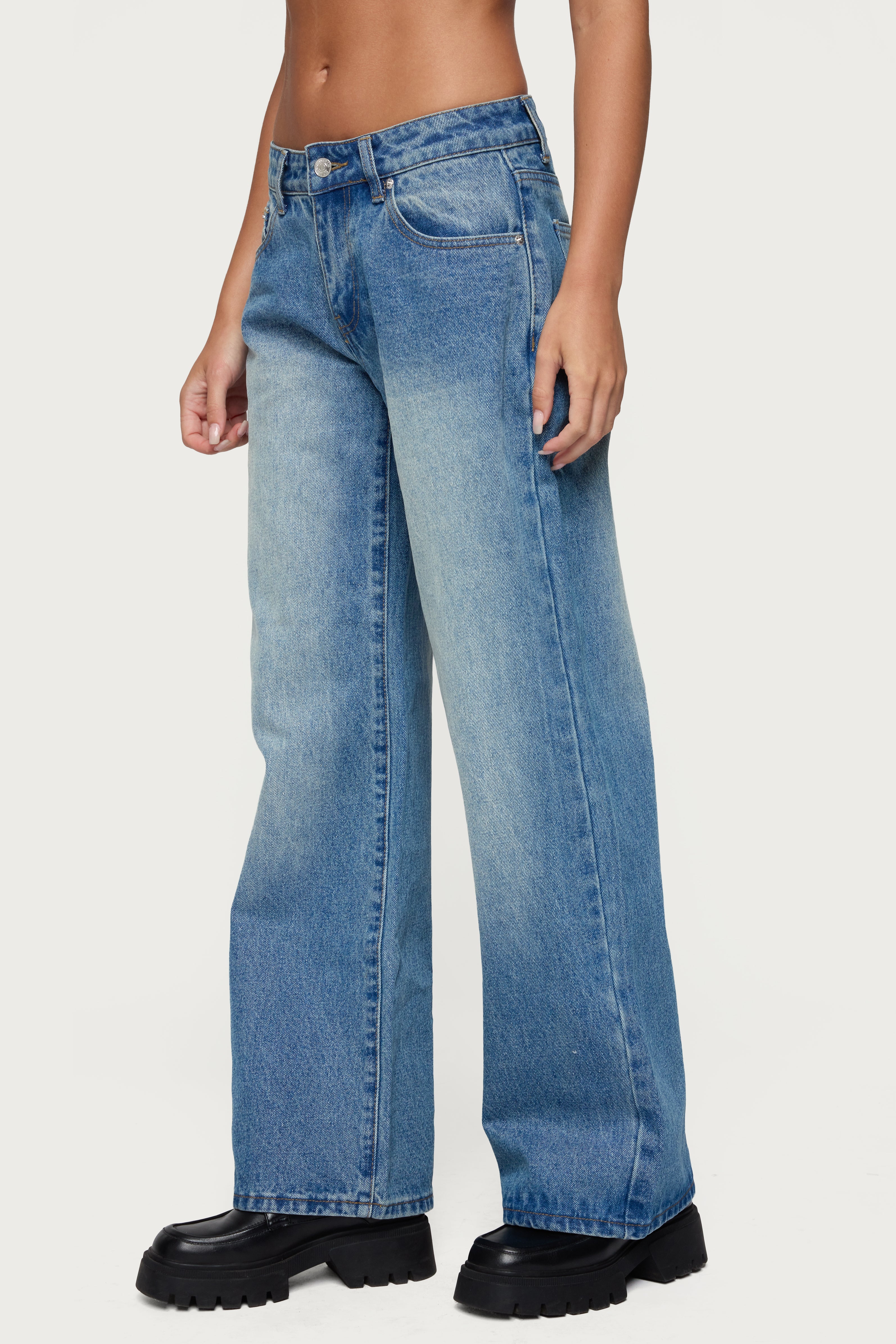 Magda Acid Wash Low Rise Baggy Jeans-Milans Time