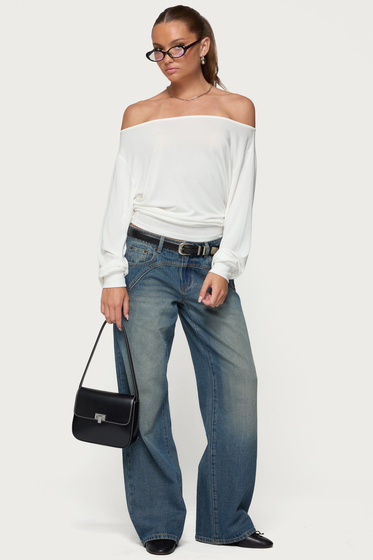 Nannie Off Shoulder Oversized Top-Milans Time
