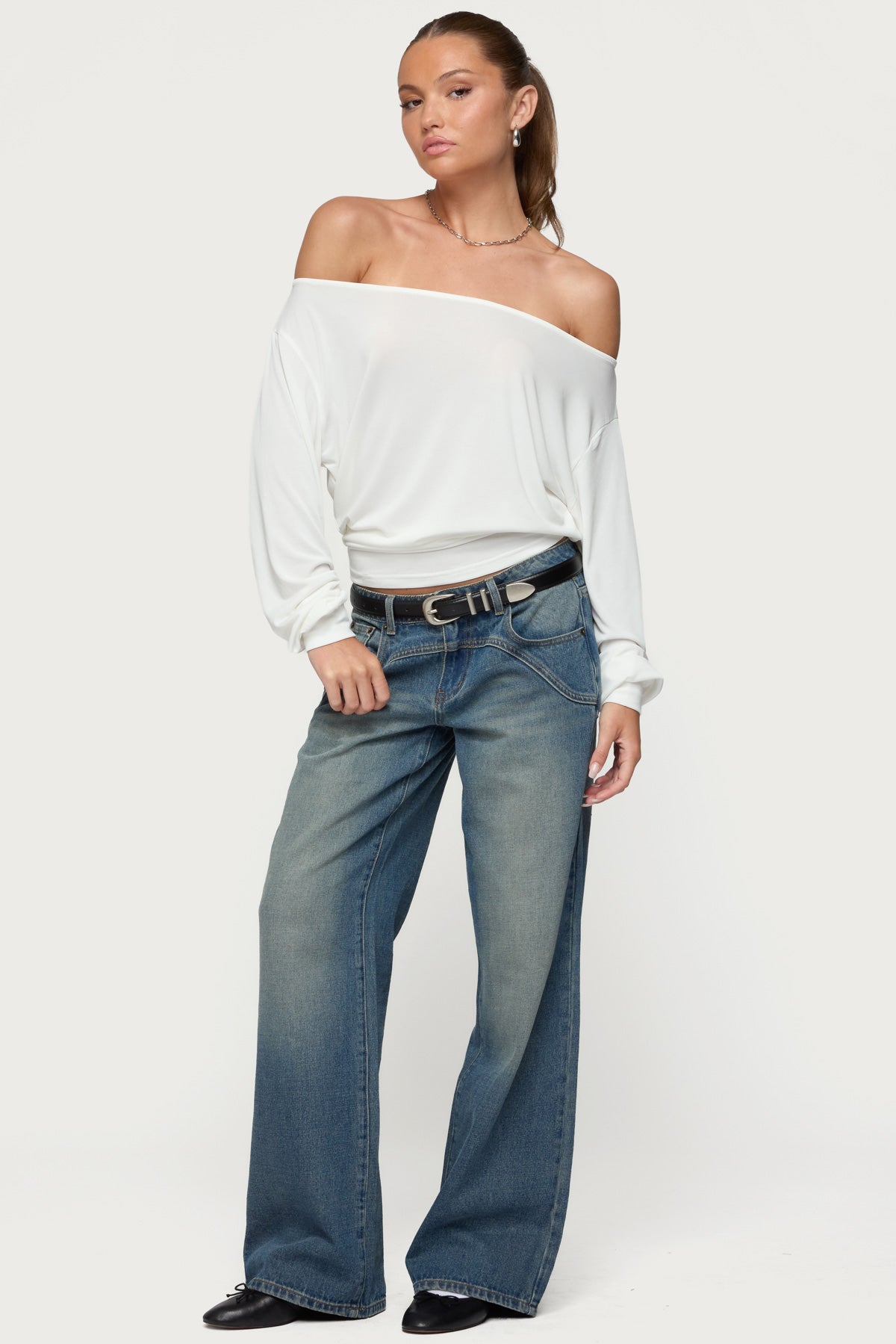 Nannie Off Shoulder Oversized Top-Milans Time