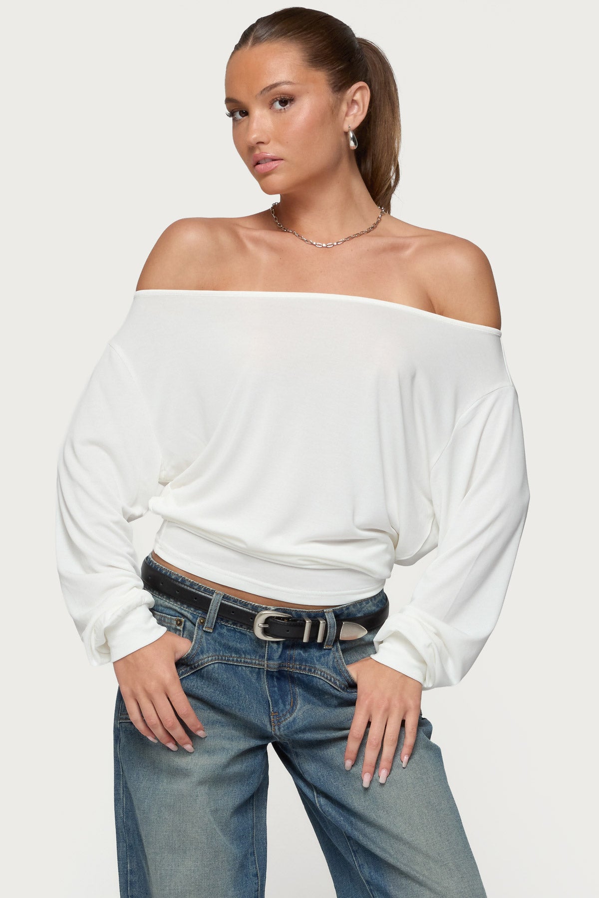 Nannie Off Shoulder Oversized Top-Milans Time