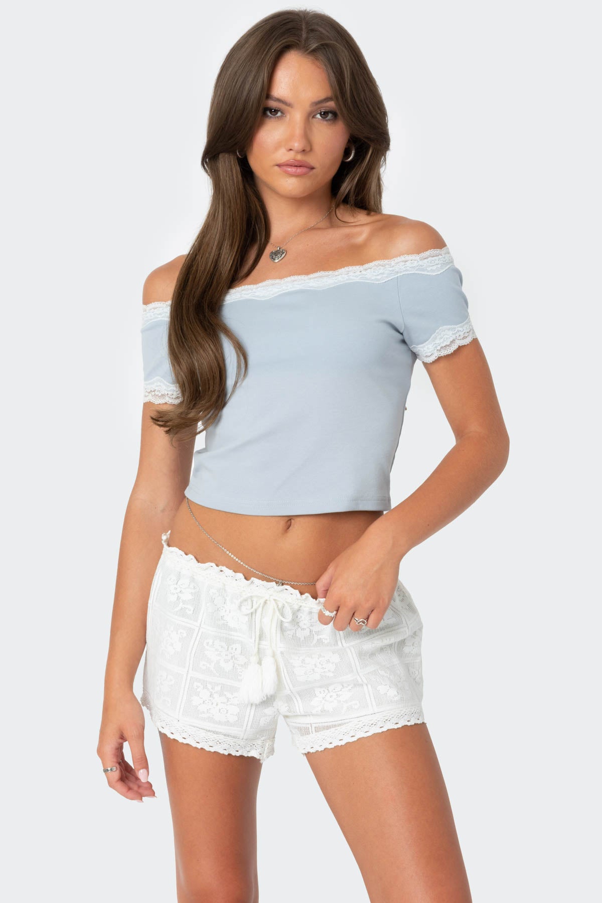 Lace Trim Off Shoulder Top-Milans Time