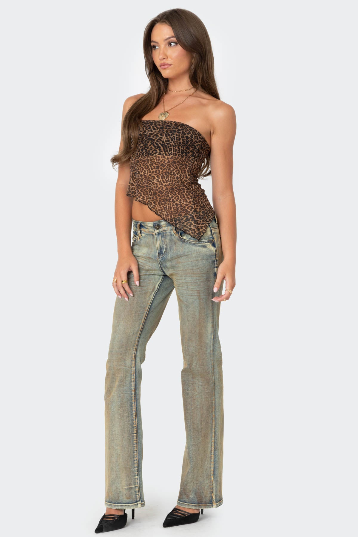 Leopard Printed Sheer Mesh Tube Top-Milans Time