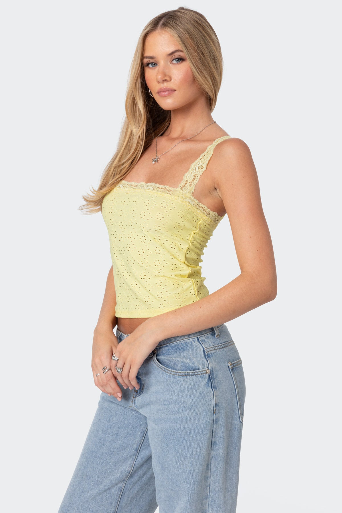 Virginia Lace Trim Eyelet Tank Top-Milans Time