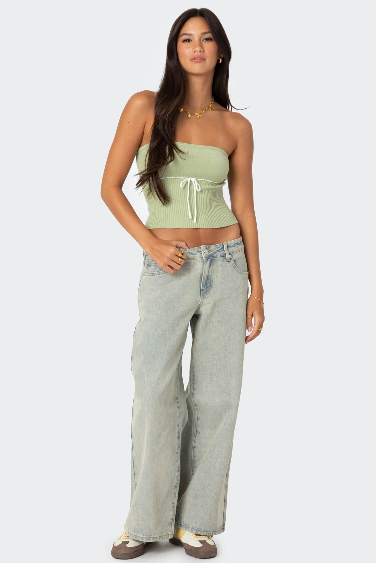 Petite Magda Acid Wash Low Rise Baggy Jeans-Milans Time