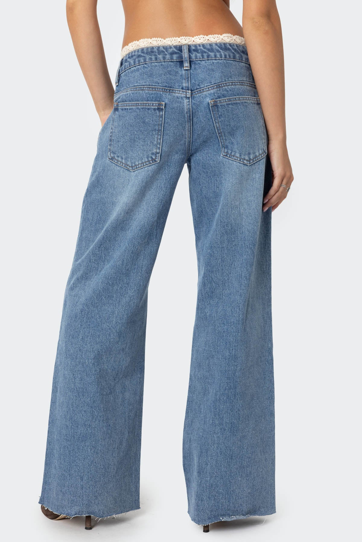 Karlie Peekaboo Lace Low Rise Baggy Jeans-Milans Time