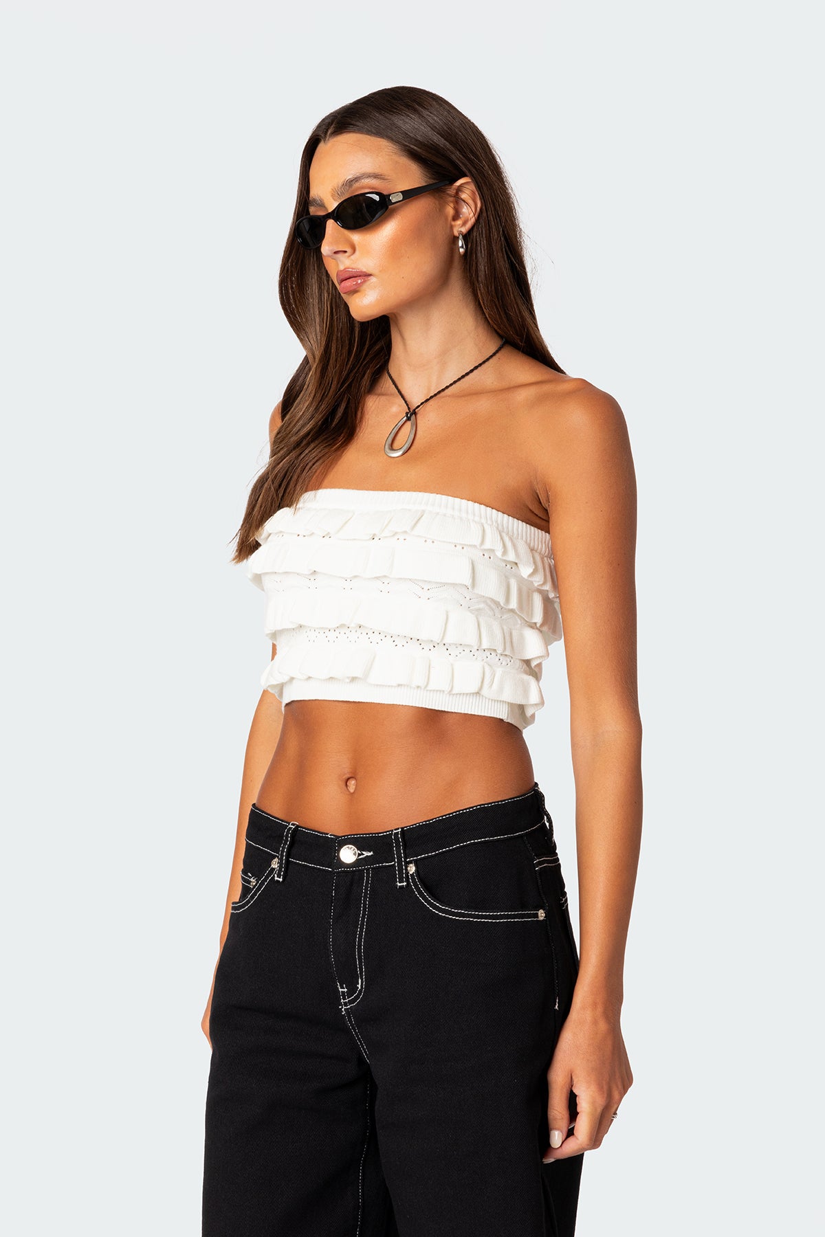 Robin Ruffle Knit Tube Top-Milans Time