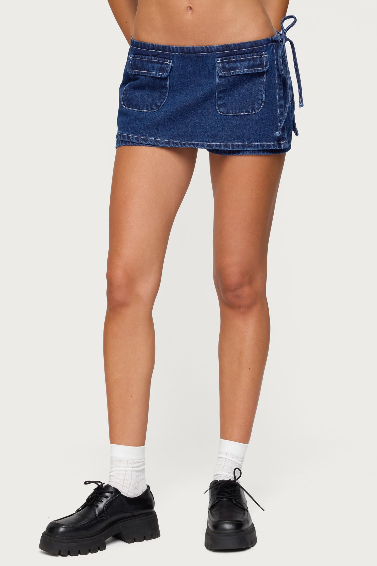 Giselle Wrap Denim Mini Skort-Milans Time
