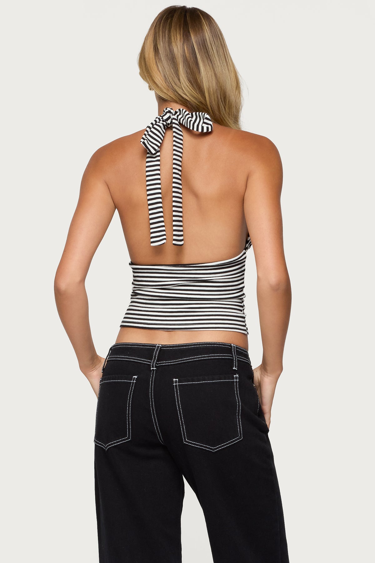 Sage Striped Halter Top-Milans Time