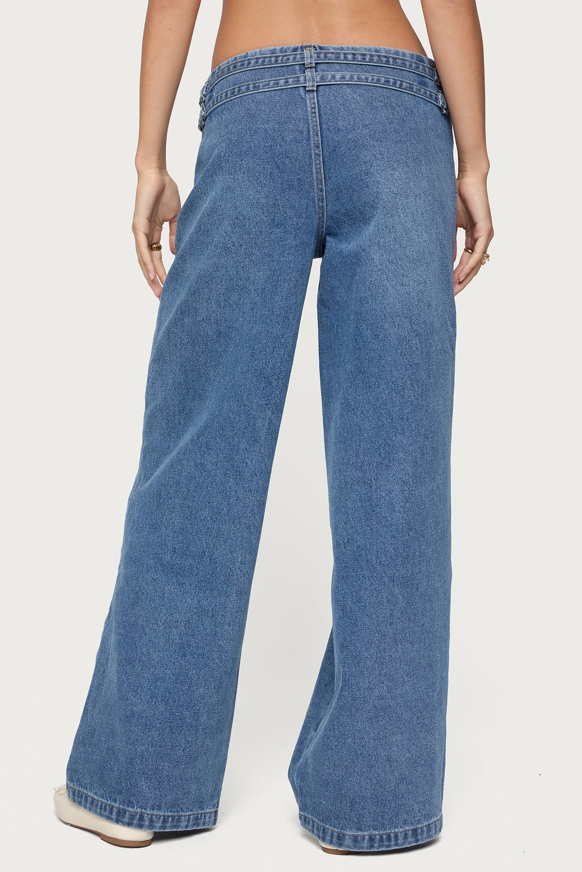 Livia Double Belt Low Rise Baggy Jeans-Milans Time