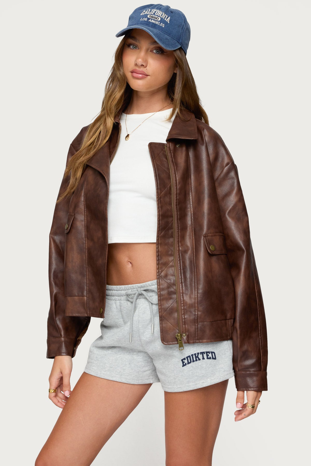 Ardella Oversized Faux Leather Jacket-Milans Time