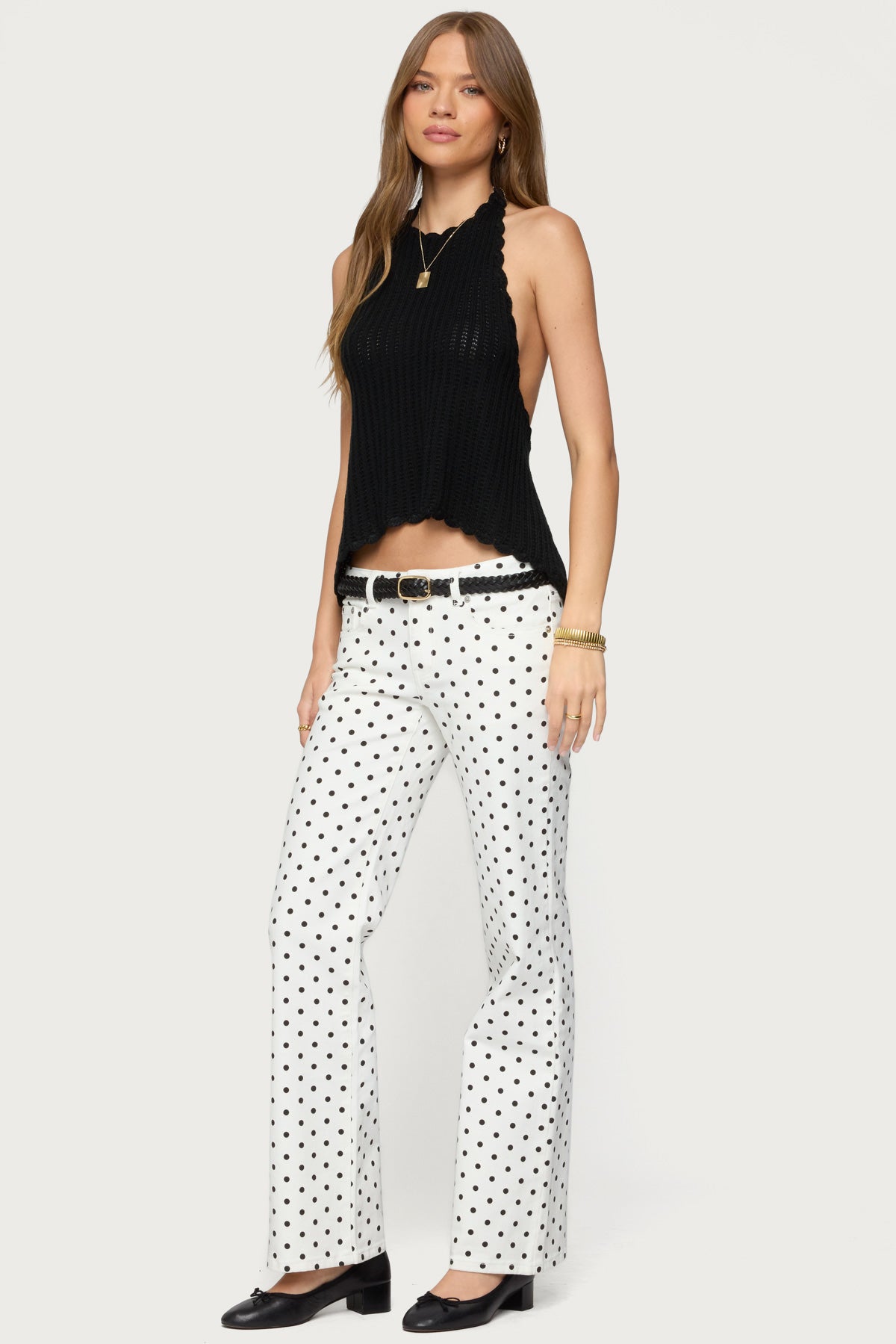 Romily Polka Dot Low Rise Straight Leg Jeans-Milans Time