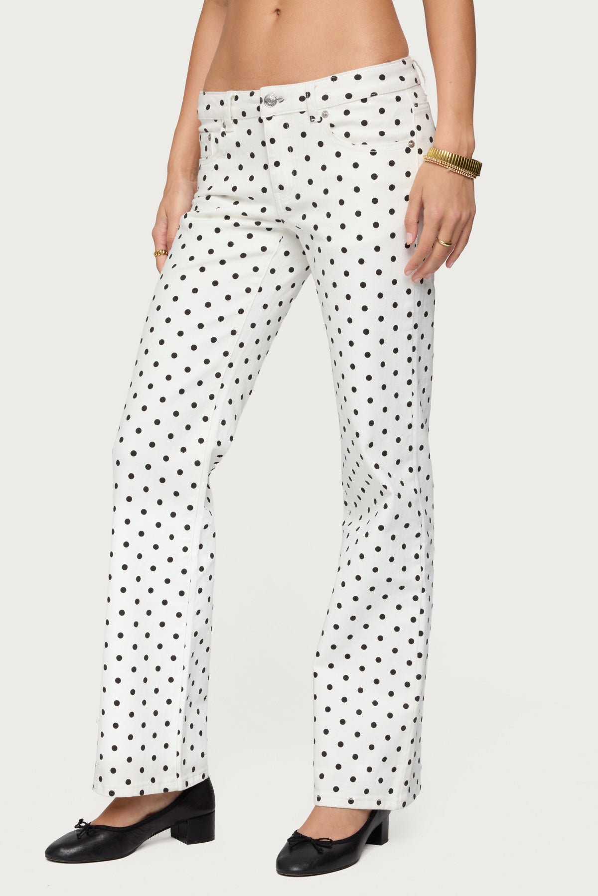 Romily Polka Dot Low Rise Straight Leg Jeans-Milans Time