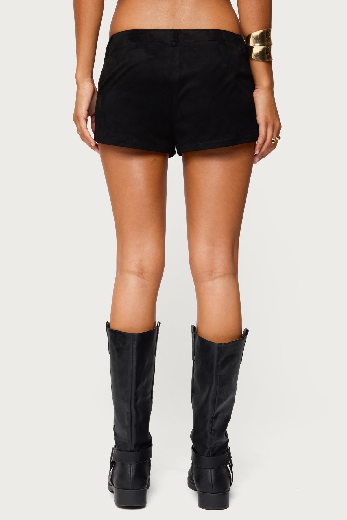Studded Faux Suede Micro Shorts-Milans Time