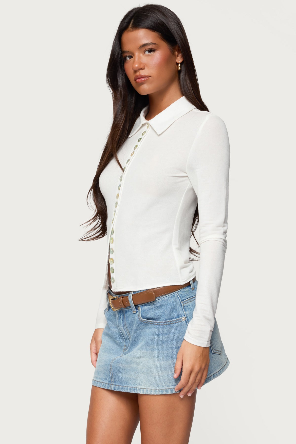 Pennie Iridescent Button Up Shirt-Milans Time