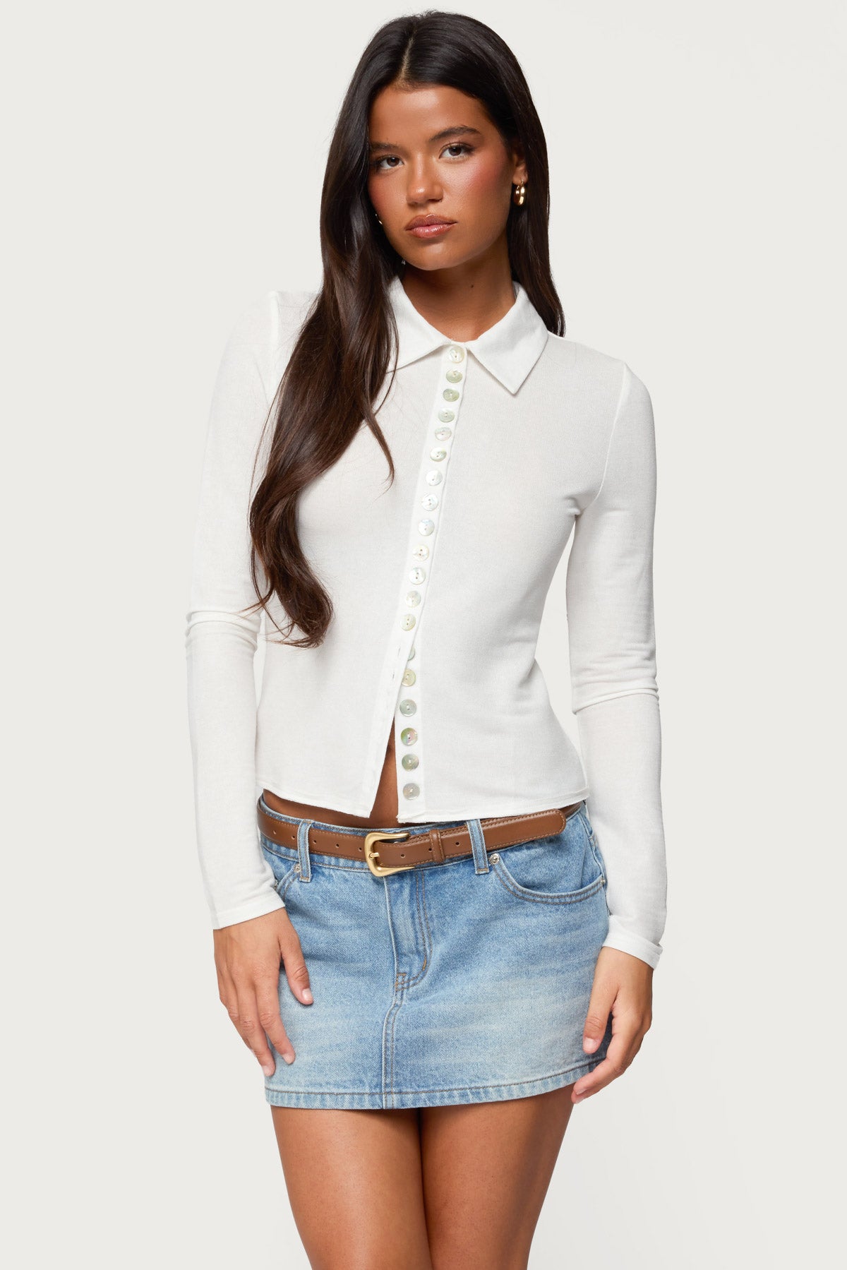 Pennie Iridescent Button Up Shirt-Milans Time