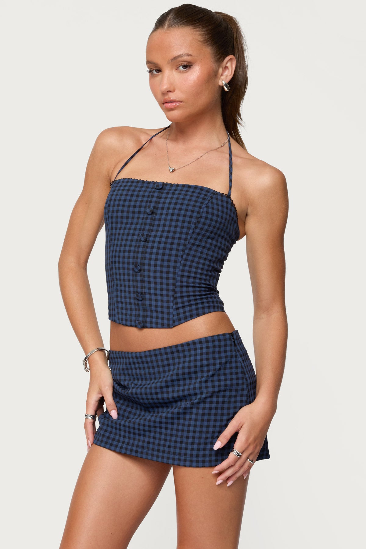 Winsley Gingham Halter Corset-Milans Time