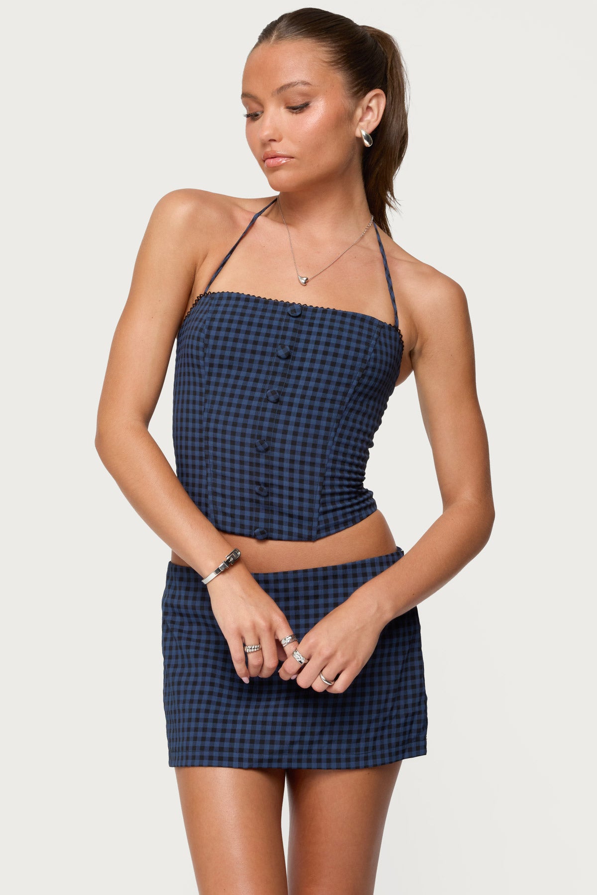Winsley Gingham Halter Corset-Milans Time