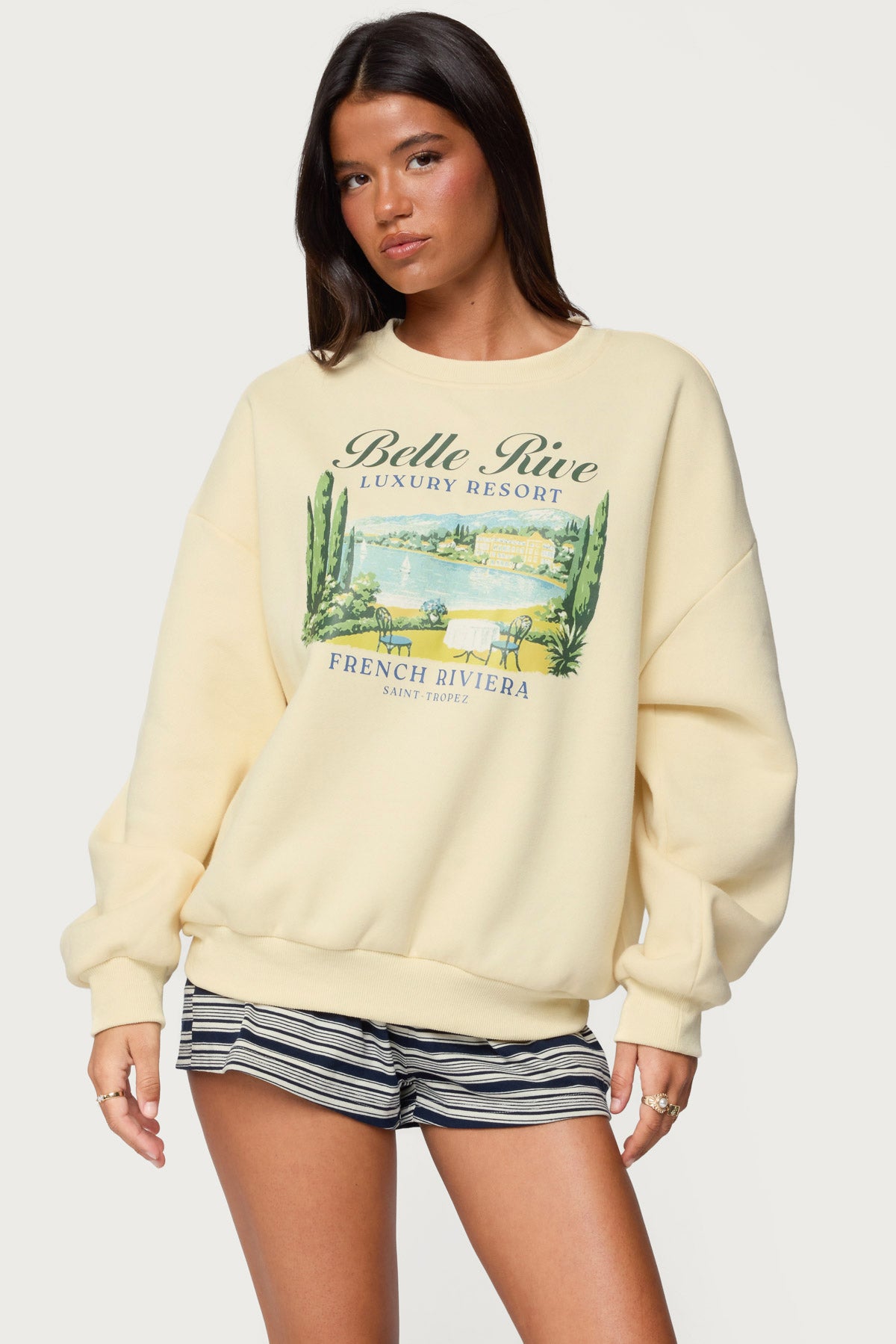 French Riviera Oversized Sweatshirt-Milans Time