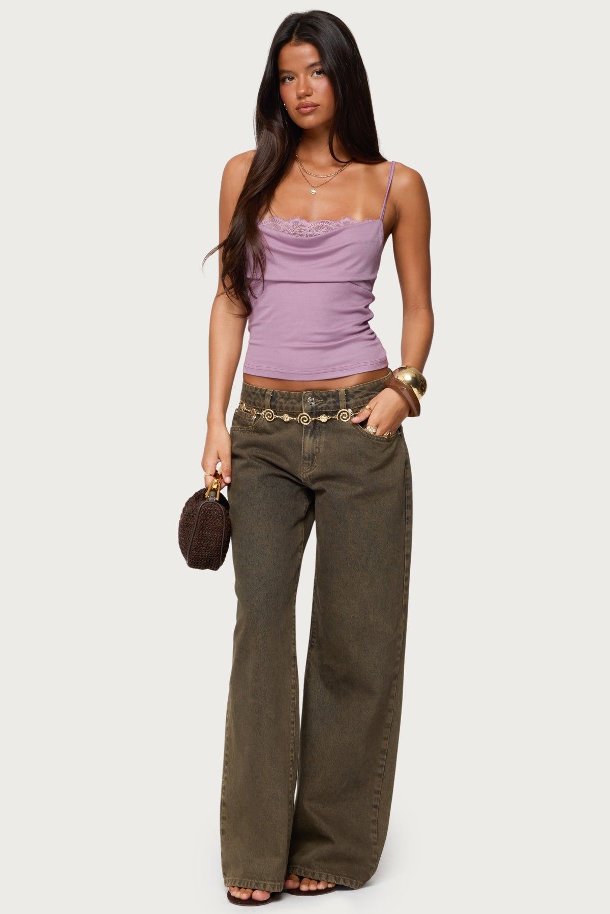 Bobbie Layered Lace Cowl Neck Top-Milans Time