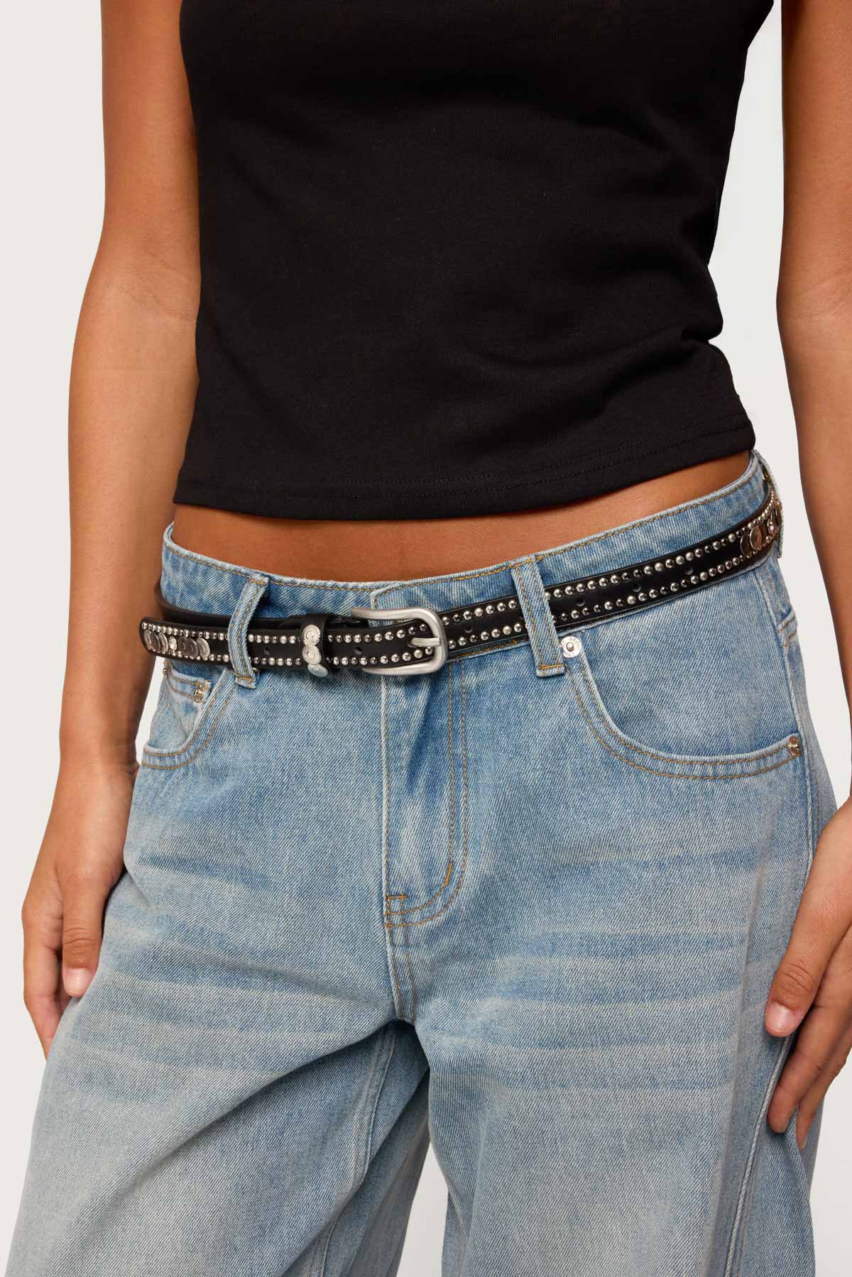 Get Studded Faux Leather Belt-Milans Time