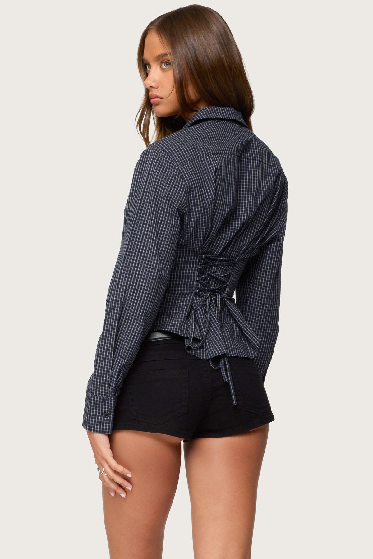 Lisbet Checkered Button Up Shirt-Milans Time