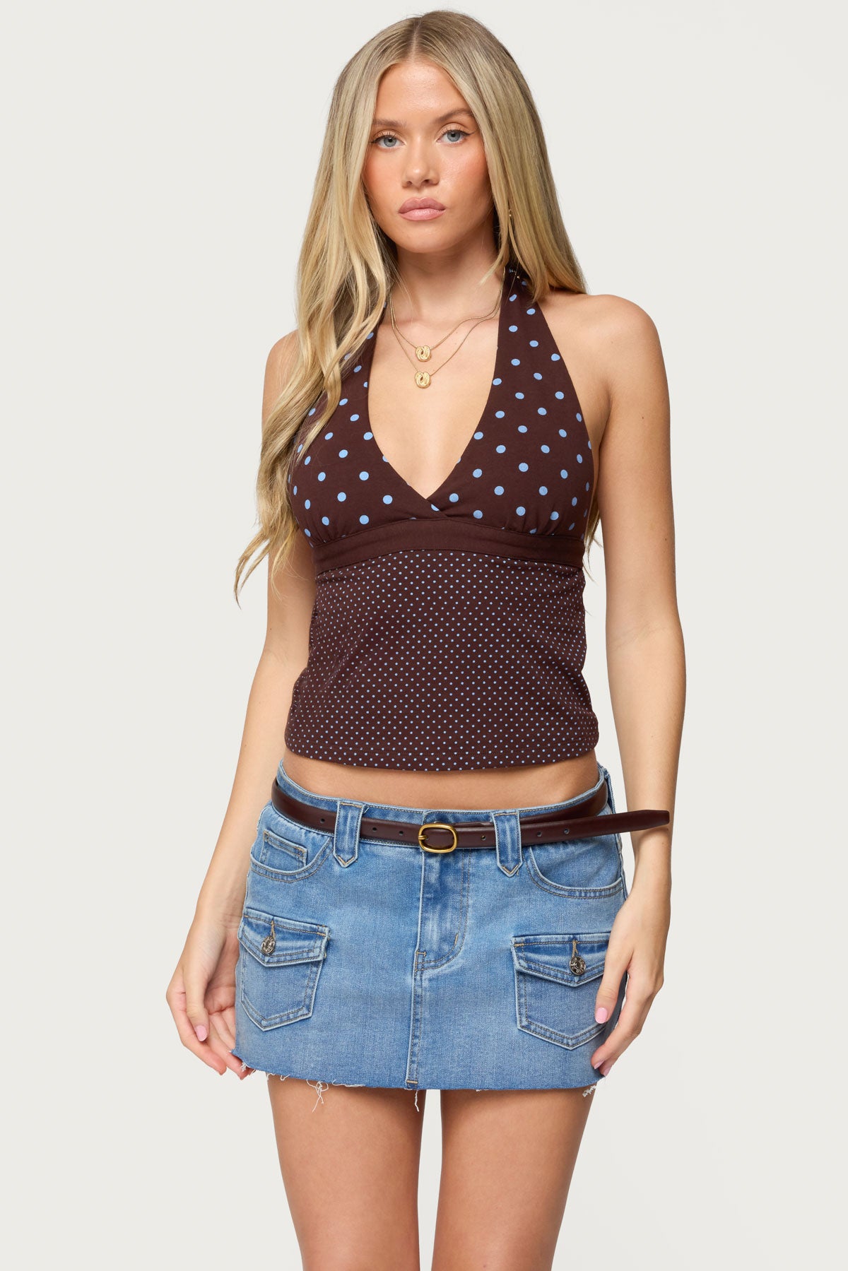 Ginny Mixed Polka Dot Halter Top-Milans Time